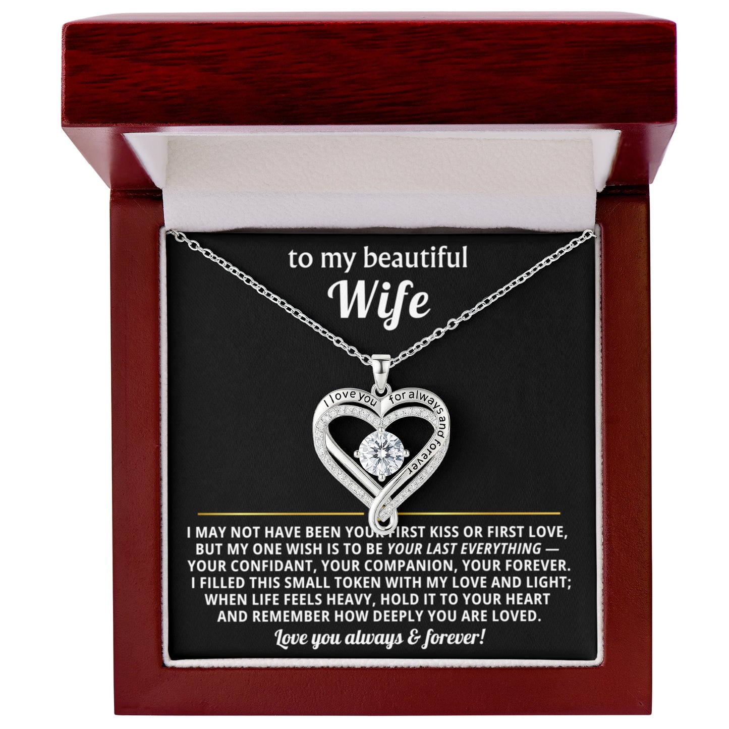 To My Wife Love You Always Heart Necklace Gift
