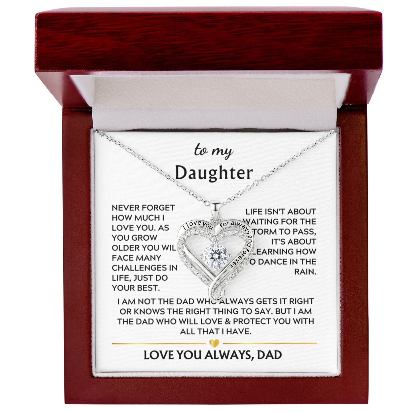 Daughter Love You Always Heart Necklace