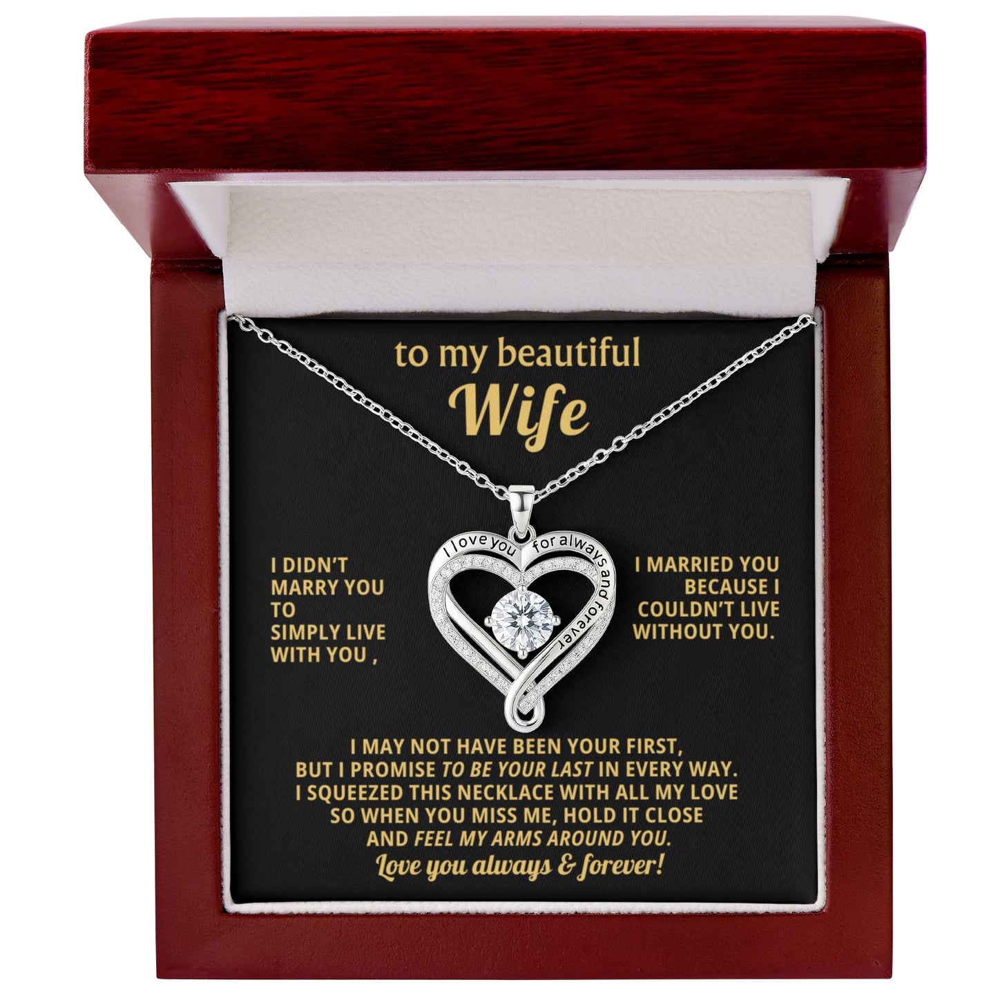 To My Wife Love You Always Heart Necklace Gift