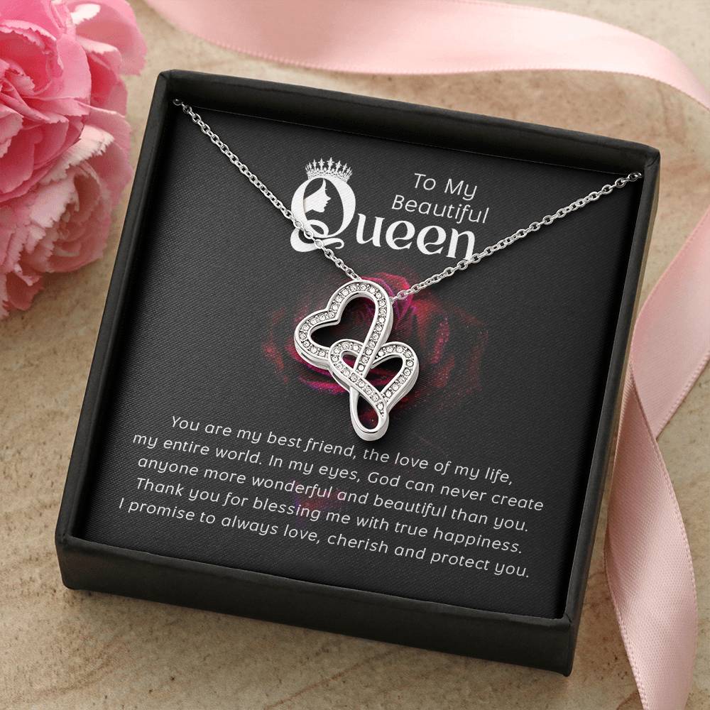 To my beautiful queene heart to heart necklace-[Heartfelt Family Gift]