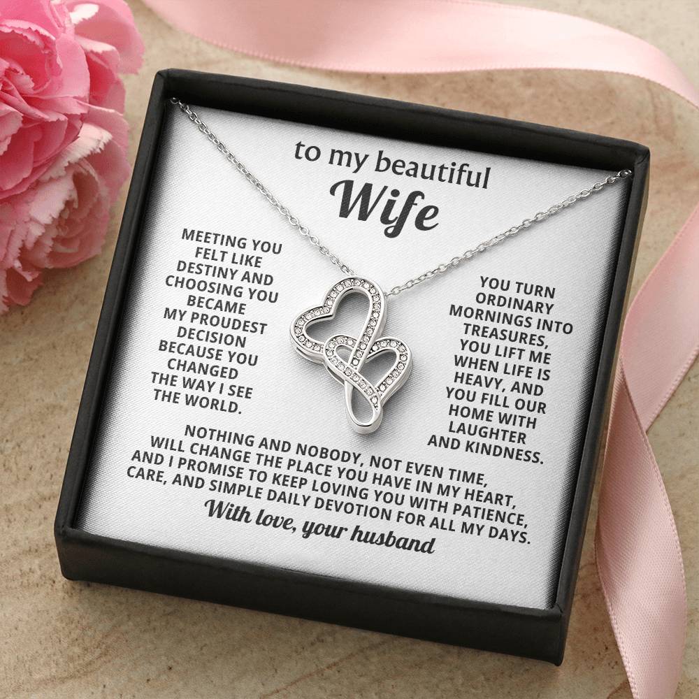 Beautiful Wife Heart to Heart Necklace Gift