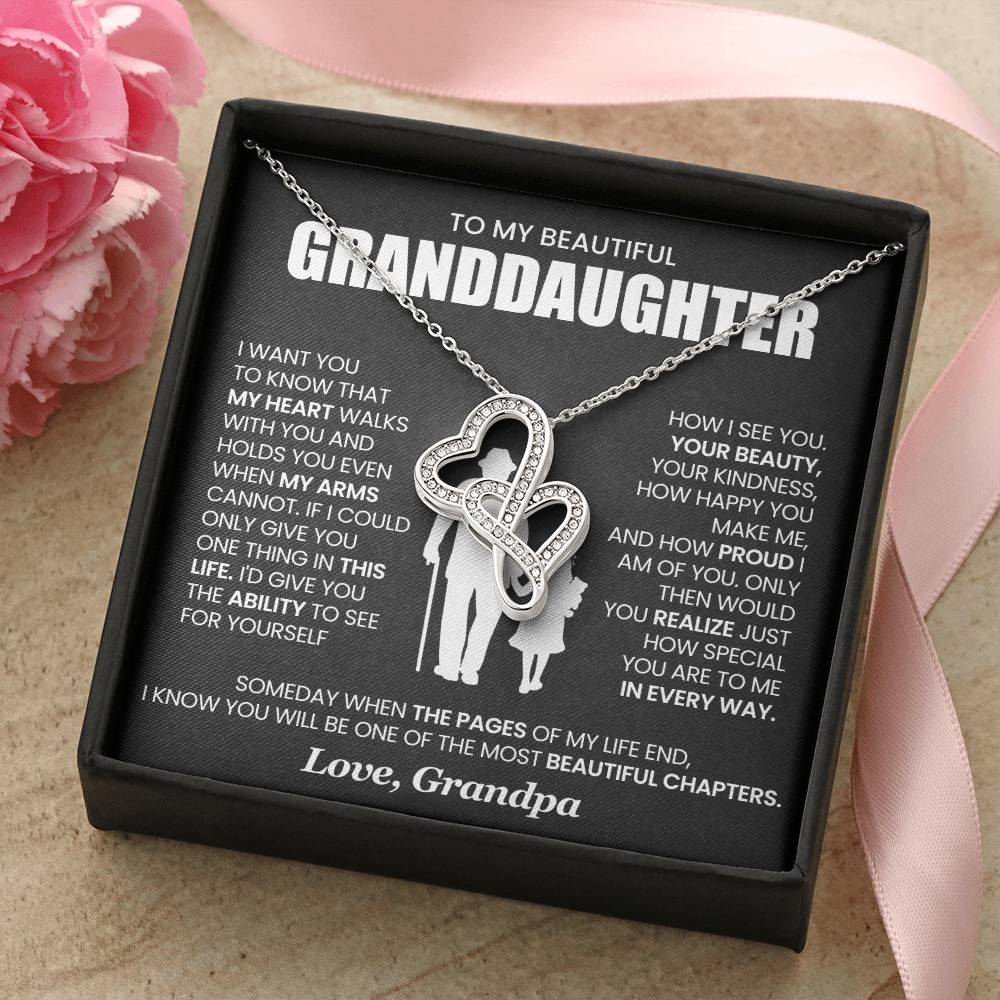 Granddaughter Heart to Heart Necklace from Grandpa-[Heartfelt Family Gift]