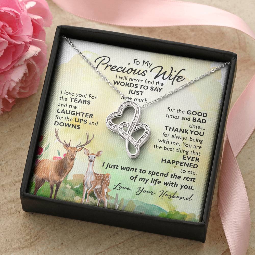 To My Precious Wife-e heart to heart necklace-[Heartfelt Family Gift]