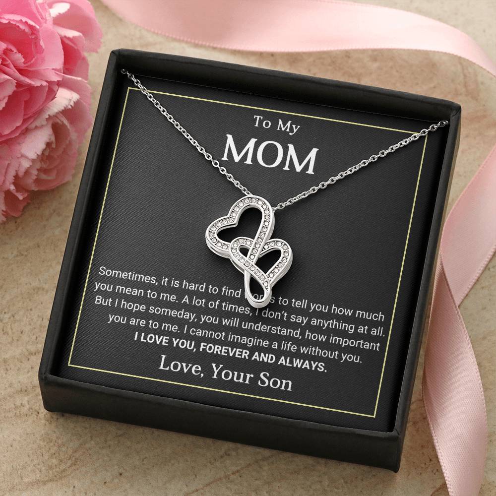 To My Mom Heart to Heart Necklace Gift