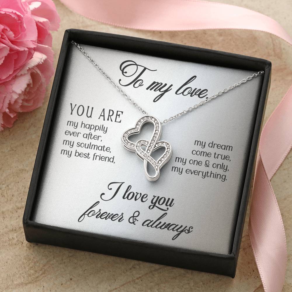 To My Love Double Heart Pendant Necklace Gift For Wife or Girlfriend-[Heartfelt Family Gift]