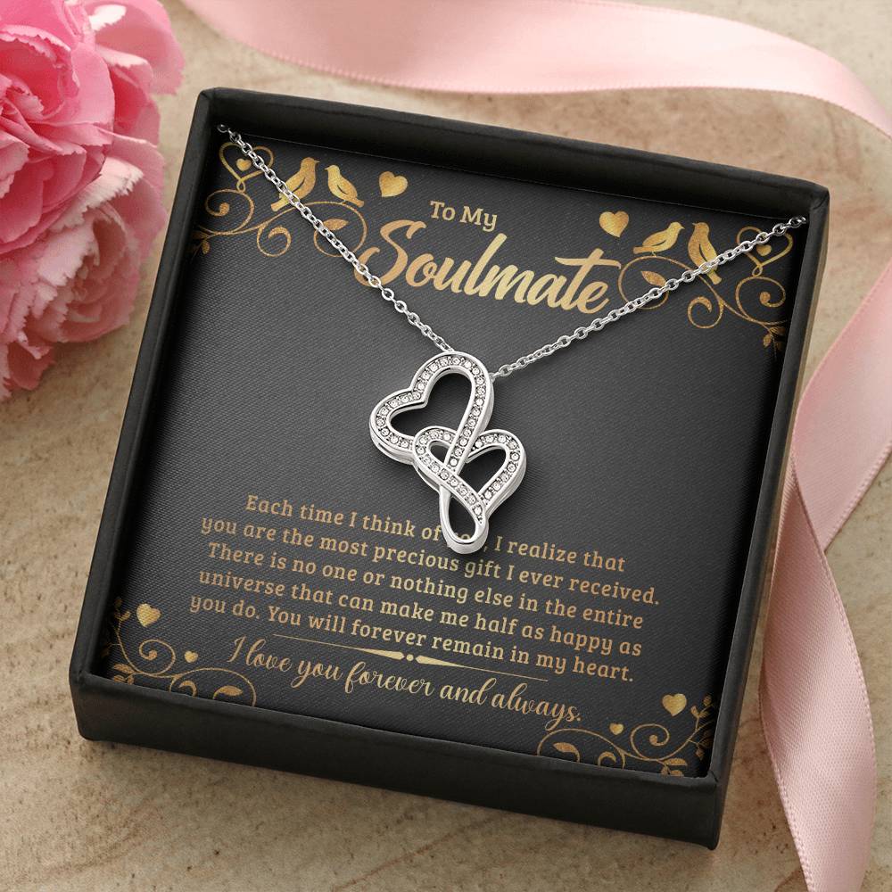 To My Soulmate - e heart to heart necklace-[Heartfelt Family Gift]