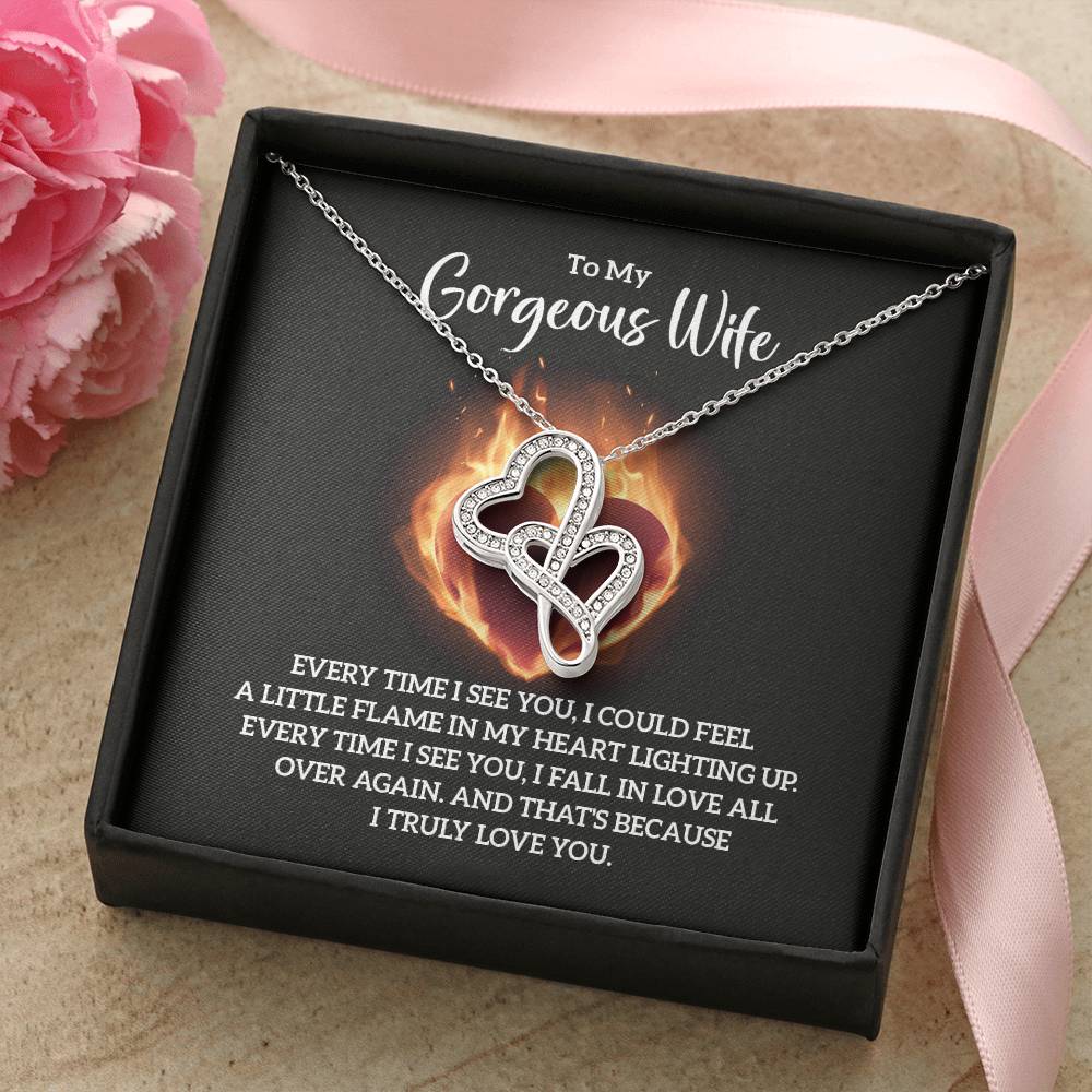 To My Gorgeous Wife - e heart to heart necklace-[Heartfelt Family Gift]