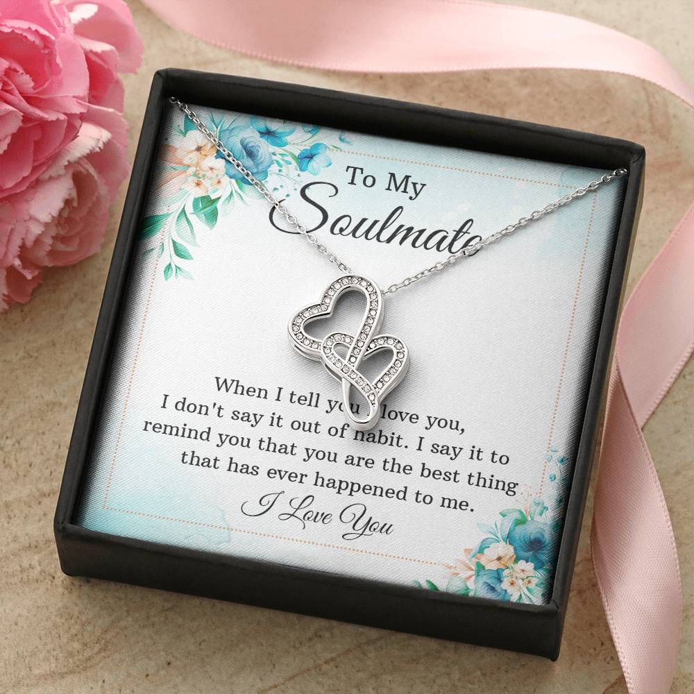 Soulmate Double Heart Necklace Gift-[Heartfelt Family Gift]