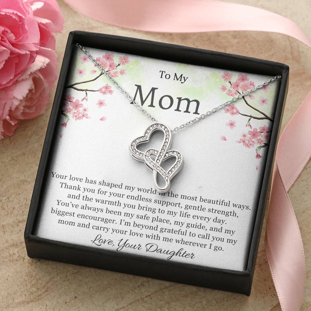 To My Mom Heart to Heart Necklace Gift