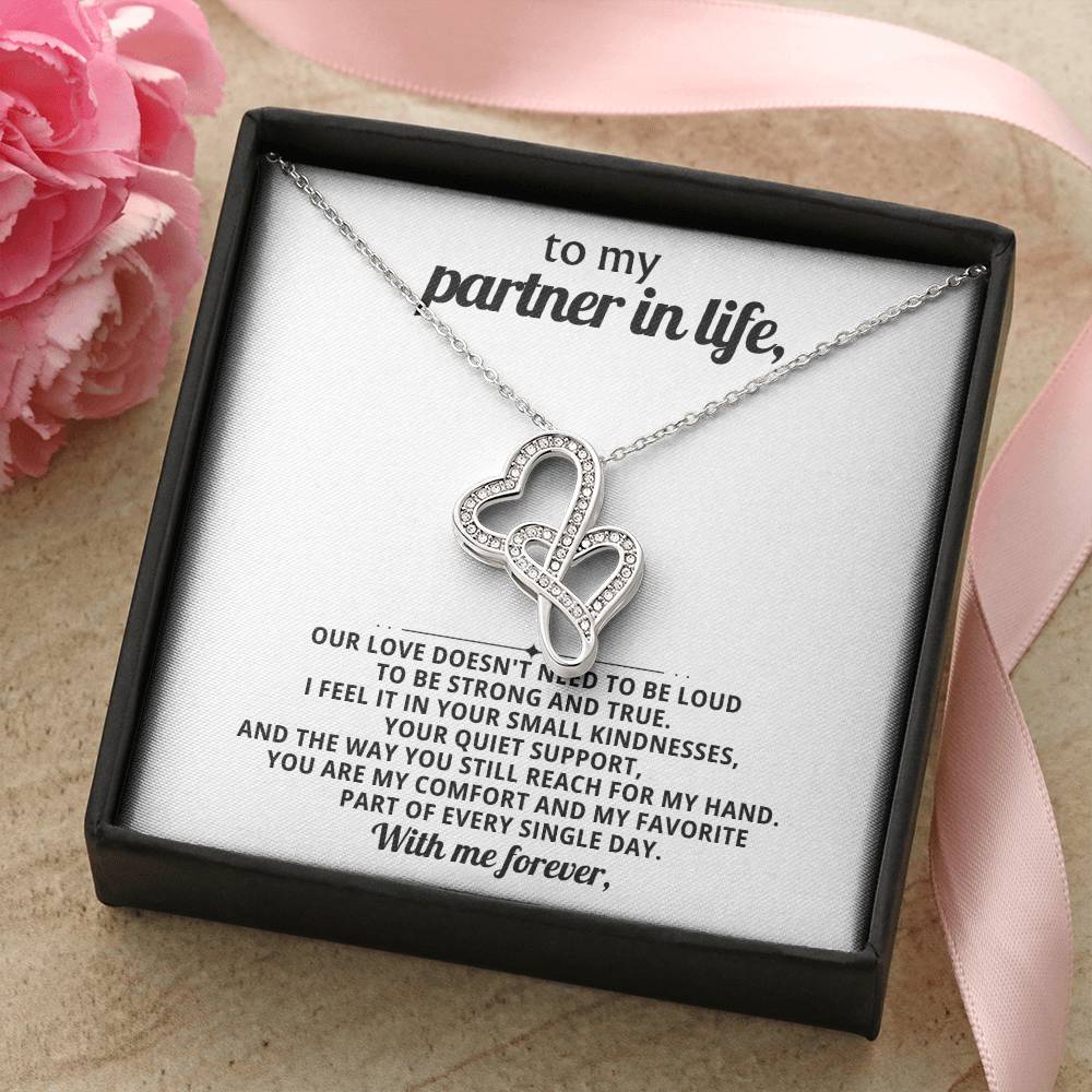 To My Partner In Life Heart To Heart Necklace Gift