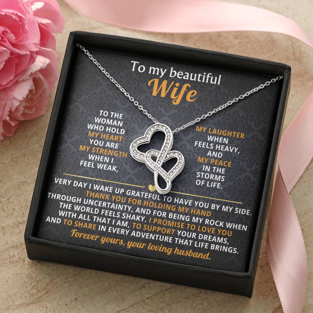 To My Wife Heart to Heart Necklace Gift