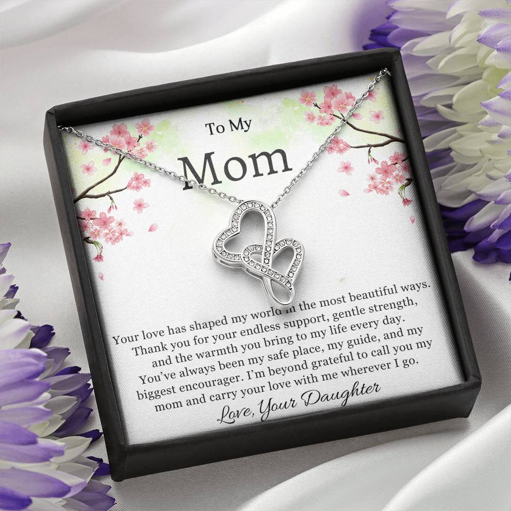 To My Mom Heart to Heart Necklace Gift