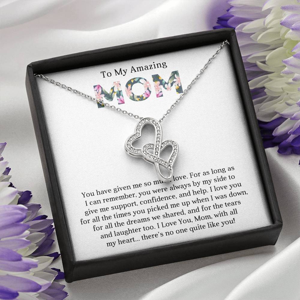 To My Amazing Mom Heart to Heart Necklace Gift