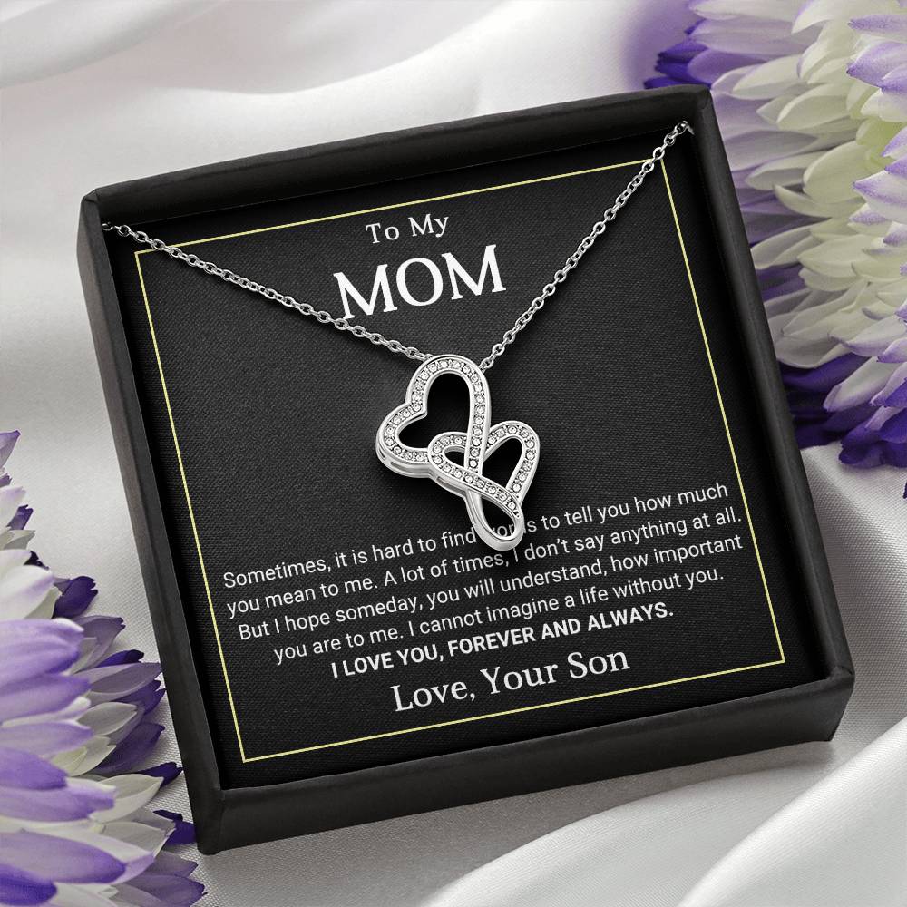 To My Mom Heart to Heart Necklace Gift
