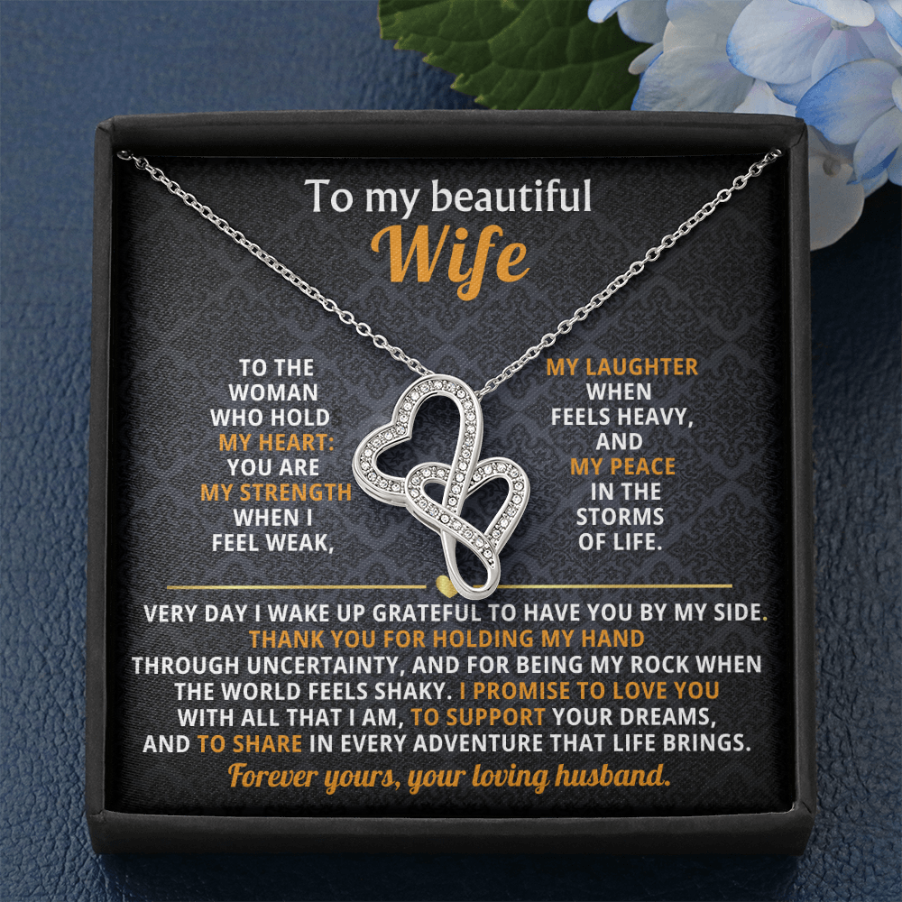 To My Wife Heart to Heart Necklace Gift
