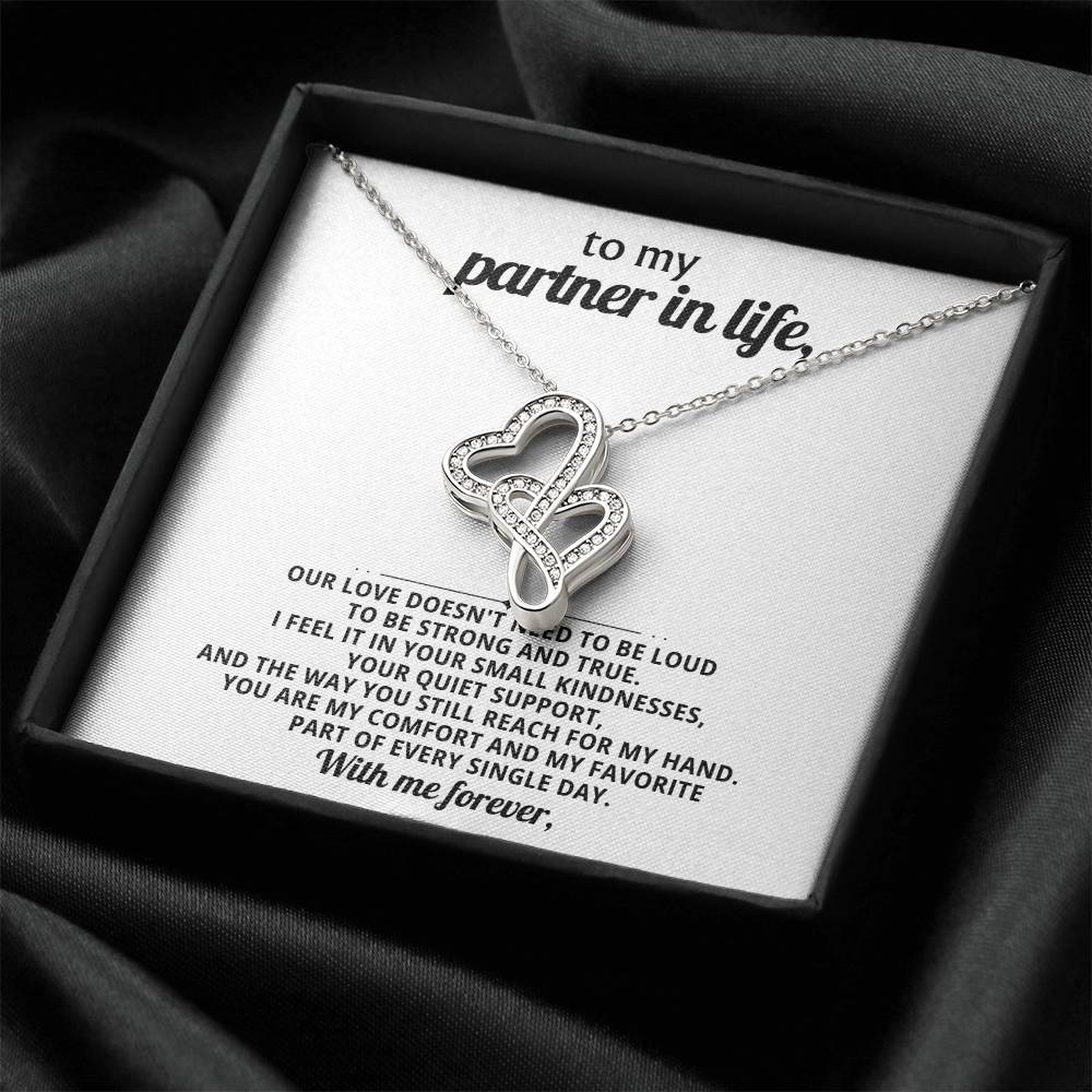 To My Partner In Life Heart To Heart Necklace Gift