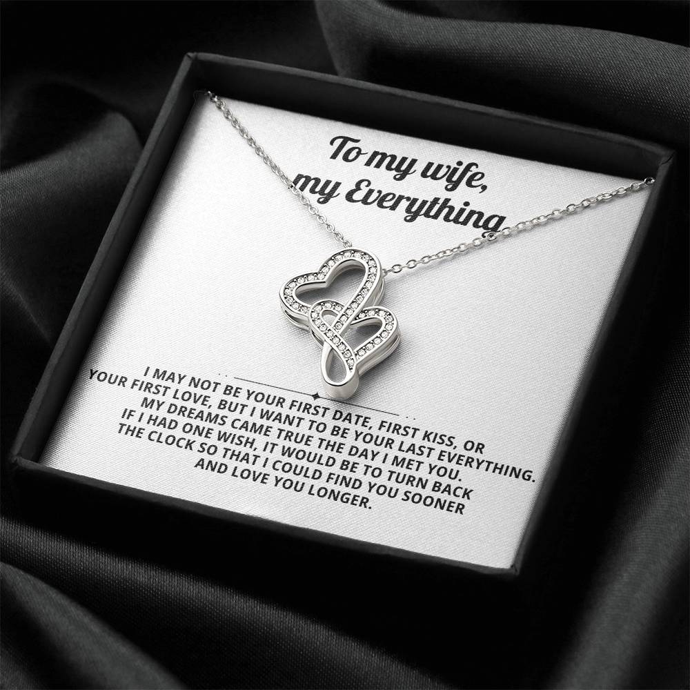 To My Beautiful Wife Heart to Heart Necklace Gift