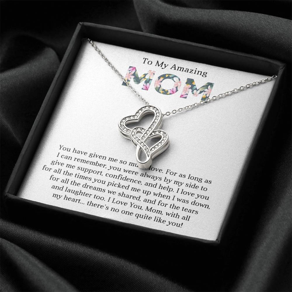 To My Amazing Mom Heart to Heart Necklace Gift