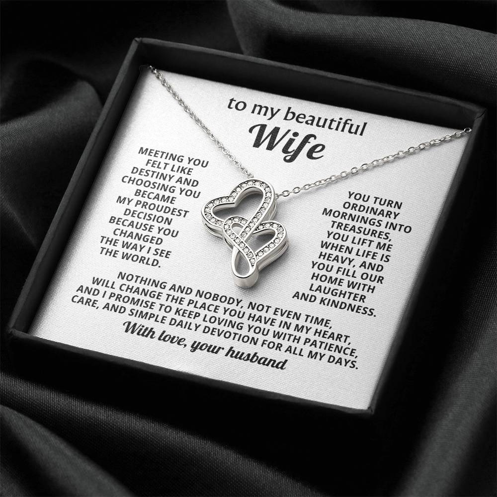 Beautiful Wife Heart to Heart Necklace Gift