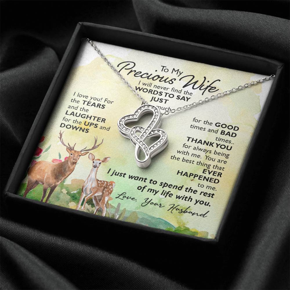 To My Precious Wife-e heart to heart necklace-[Heartfelt Family Gift]