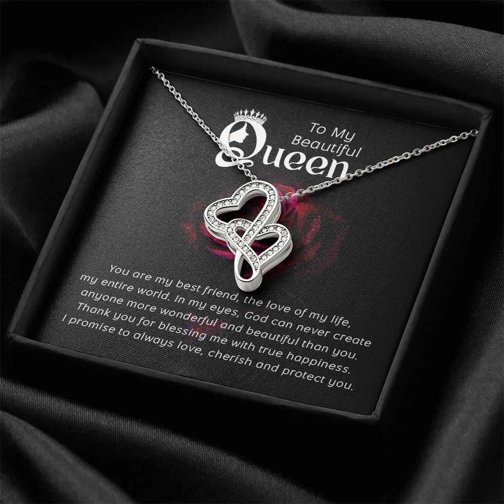 To my beautiful queene heart to heart necklace-[Heartfelt Family Gift]