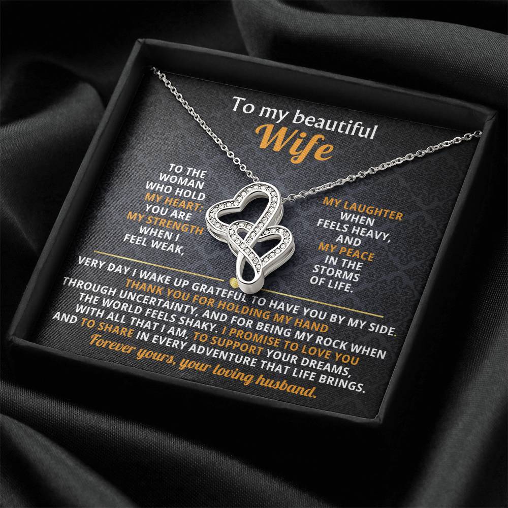 To My Wife Heart to Heart Necklace Gift