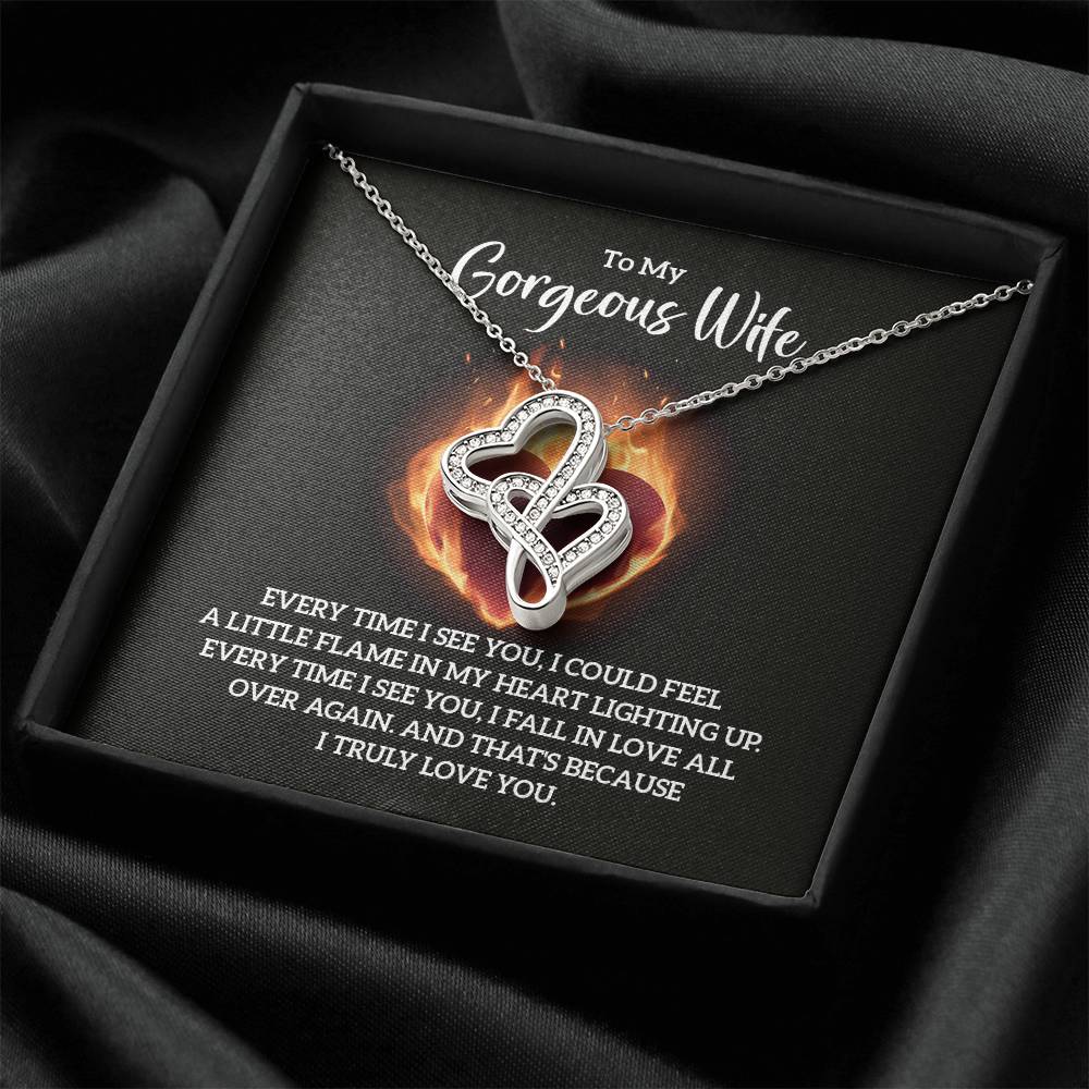 To My Gorgeous Wife - e heart to heart necklace-[Heartfelt Family Gift]