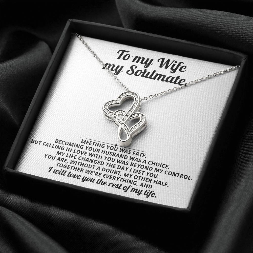 To My Beautiful Wife Heart to Heart Necklace Gift