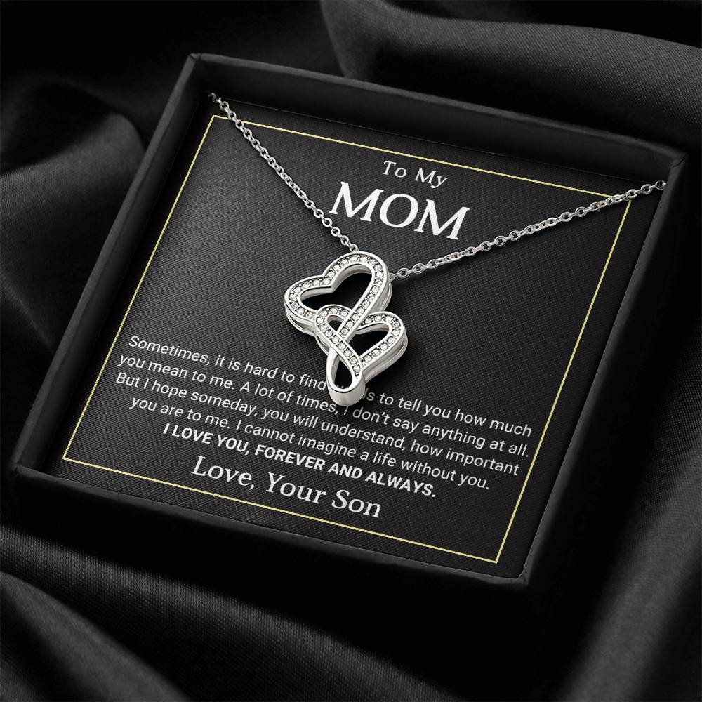 To My Mom Heart to Heart Necklace Gift