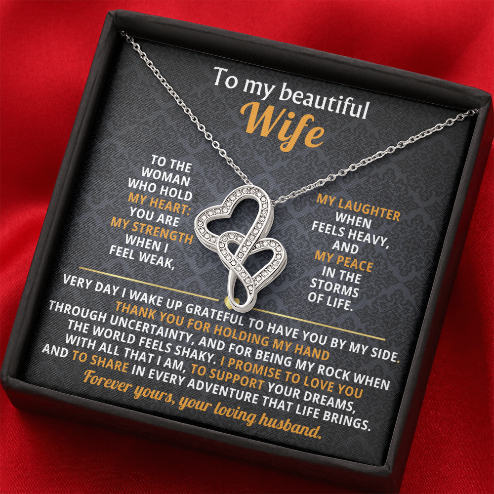 To My Wife Heart to Heart Necklace Gift