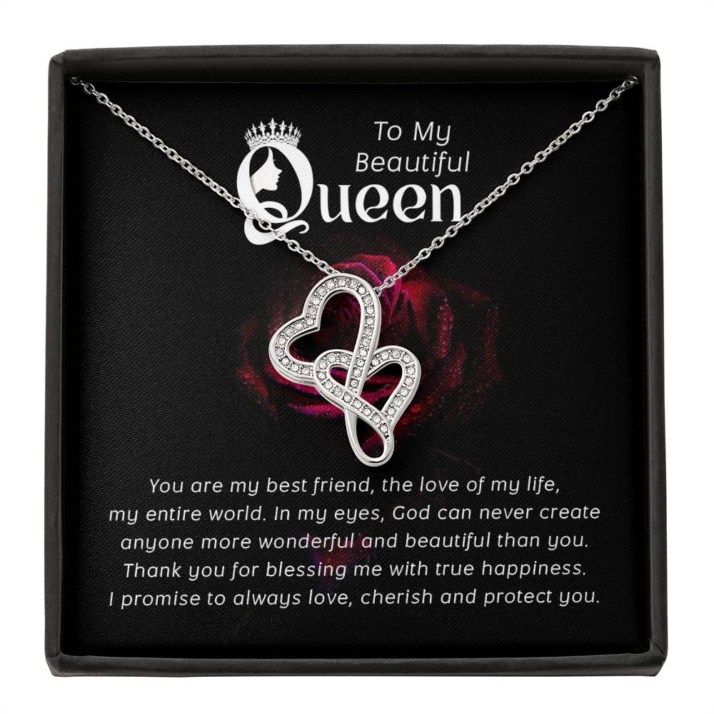 To my beautiful queene heart to heart necklace-[Heartfelt Family Gift]