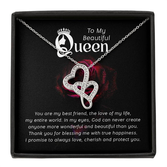 To my beautiful queene heart to heart necklace-[Heartfelt Family Gift]