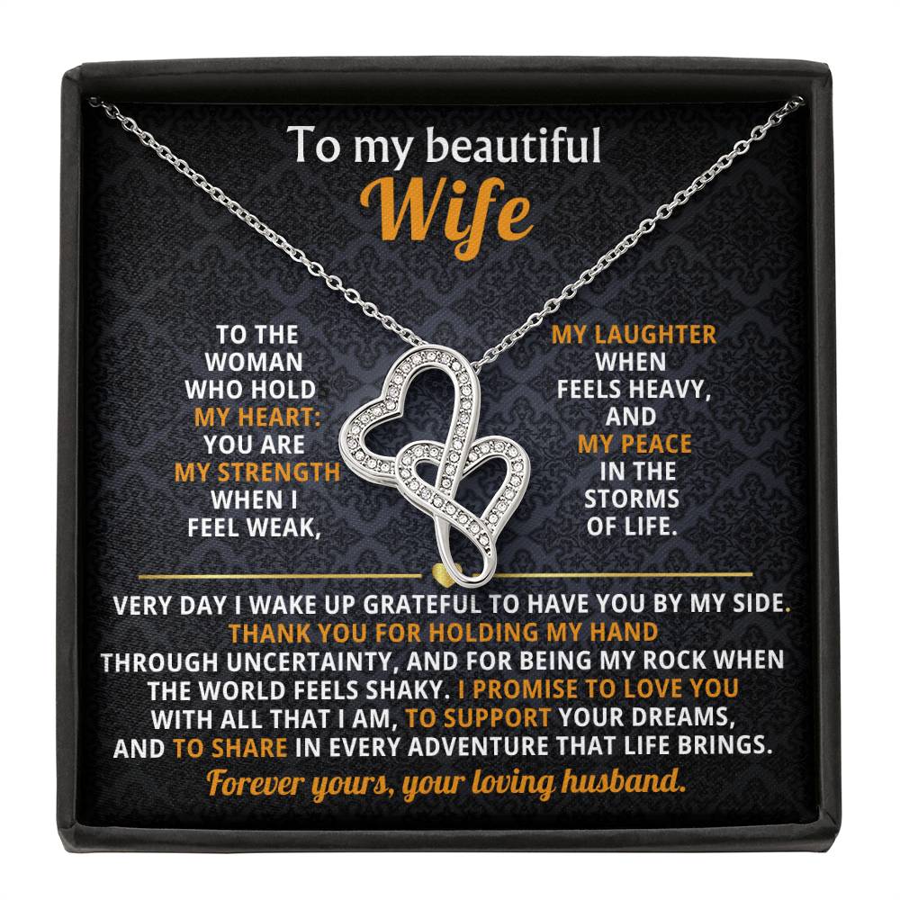 To My Wife Heart to Heart Necklace Gift