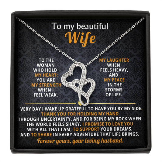 To My Wife Heart to Heart Necklace Gift