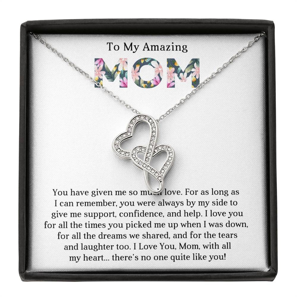 To My Amazing Mom Heart to Heart Necklace Gift