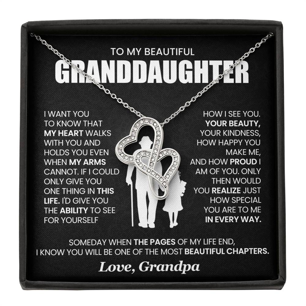 Granddaughter Heart to Heart Necklace from Grandpa-[Heartfelt Family Gift]