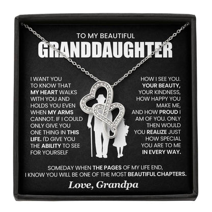 Granddaughter Heart to Heart Necklace from Grandpa-[Heartfelt Family Gift]