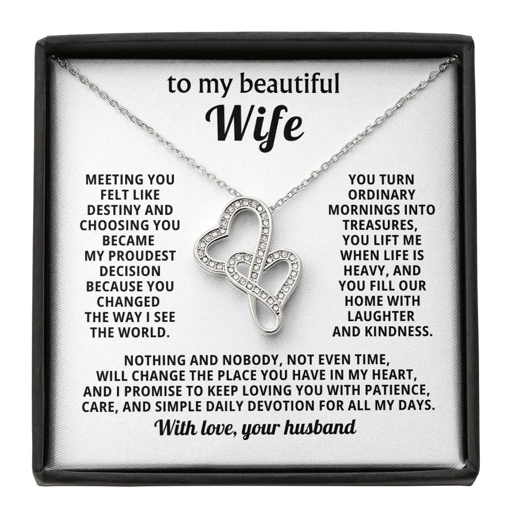 Beautiful Wife Heart to Heart Necklace Gift