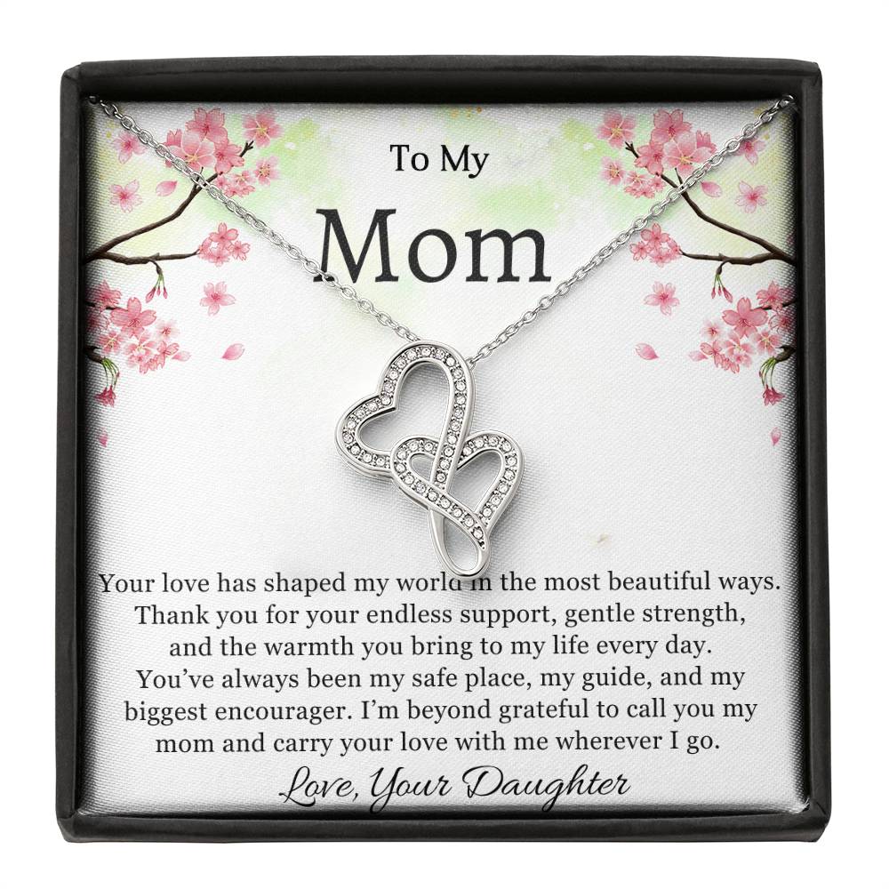 To My Mom Heart to Heart Necklace Gift