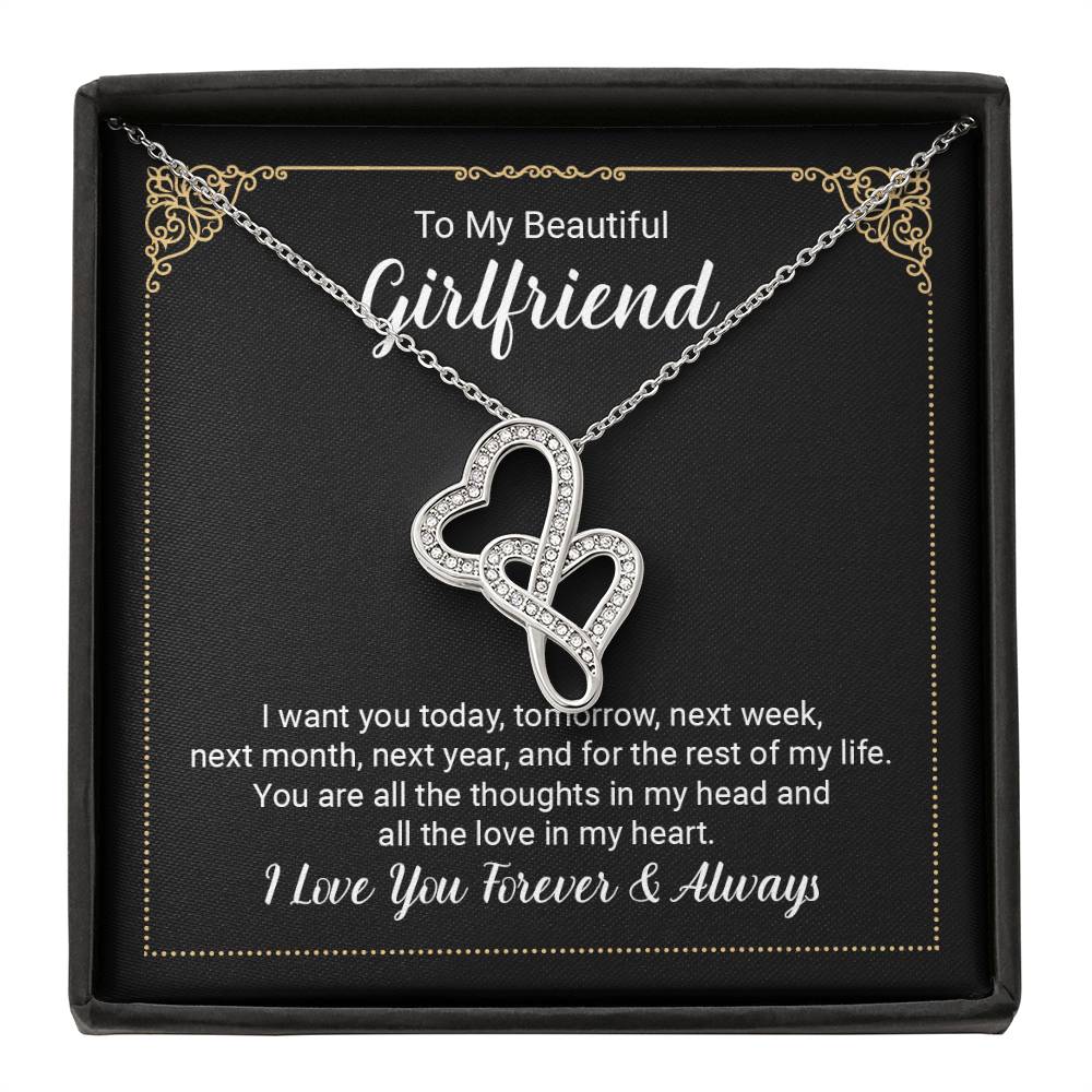 Girlfriend Double Heart Necklace Gift-[Heartfelt Family Gift]