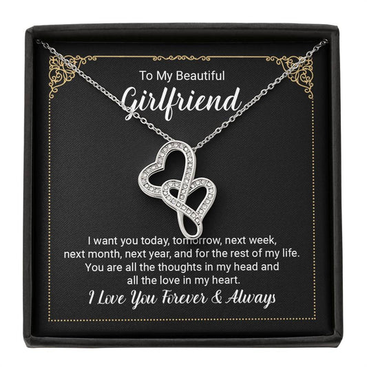 Girlfriend Double Heart Necklace Gift-[Heartfelt Family Gift]
