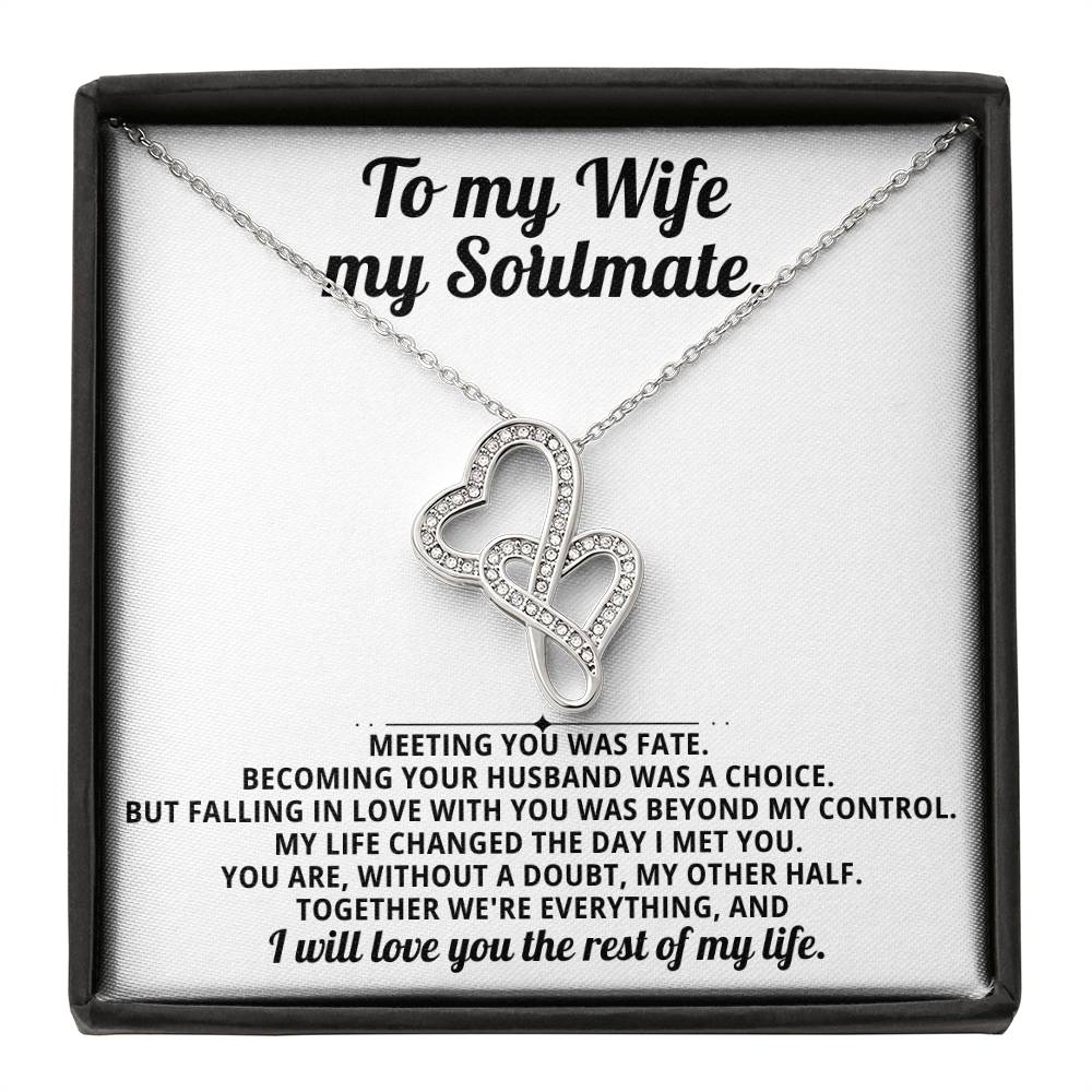 To My Beautiful Wife Heart to Heart Necklace Gift