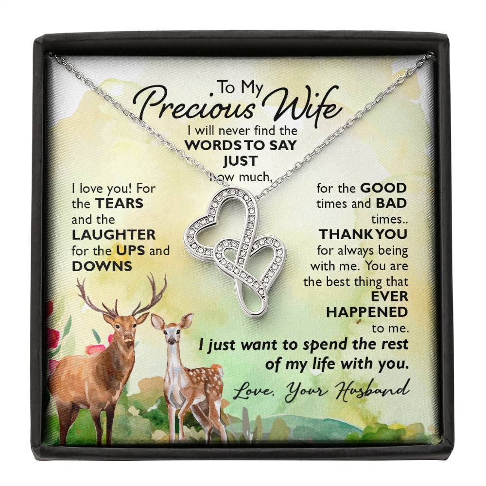 To My Precious Wife-e heart to heart necklace-[Heartfelt Family Gift]