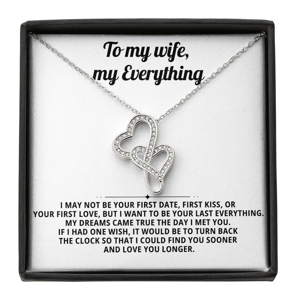 To My Beautiful Wife Heart to Heart Necklace Gift