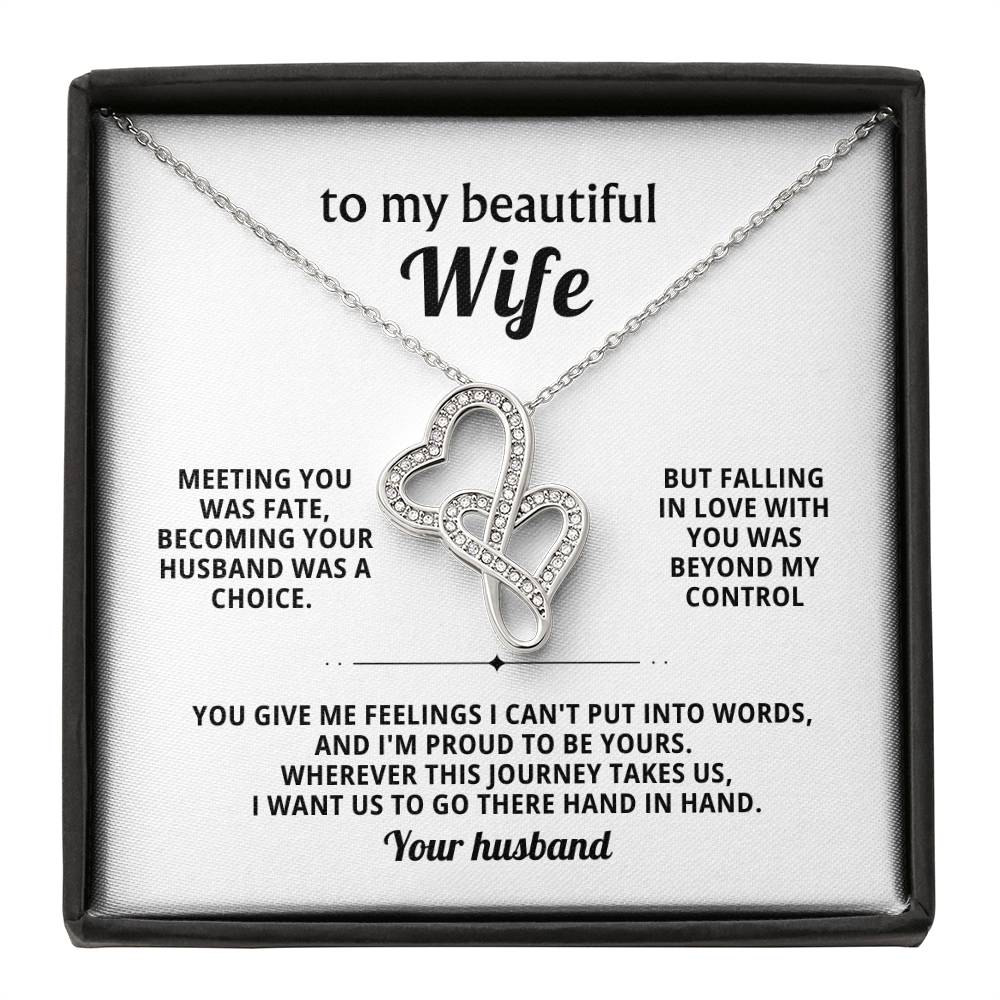 To My Beautiful Wife Heart to Heart Necklace Gift
