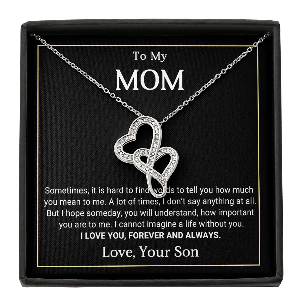To My Mom Heart to Heart Necklace Gift
