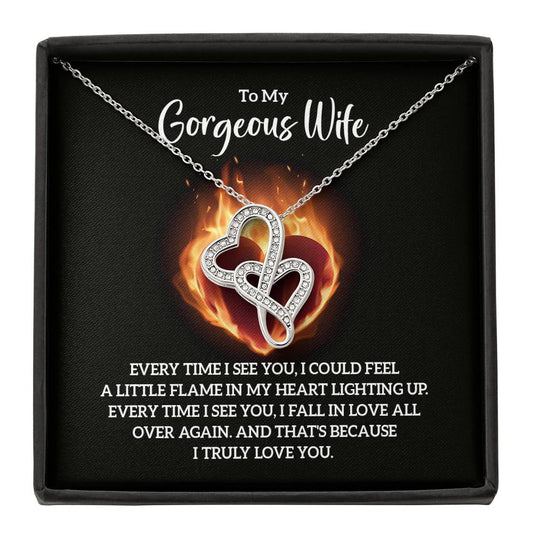 To My Gorgeous Wife - e heart to heart necklace-[Heartfelt Family Gift]