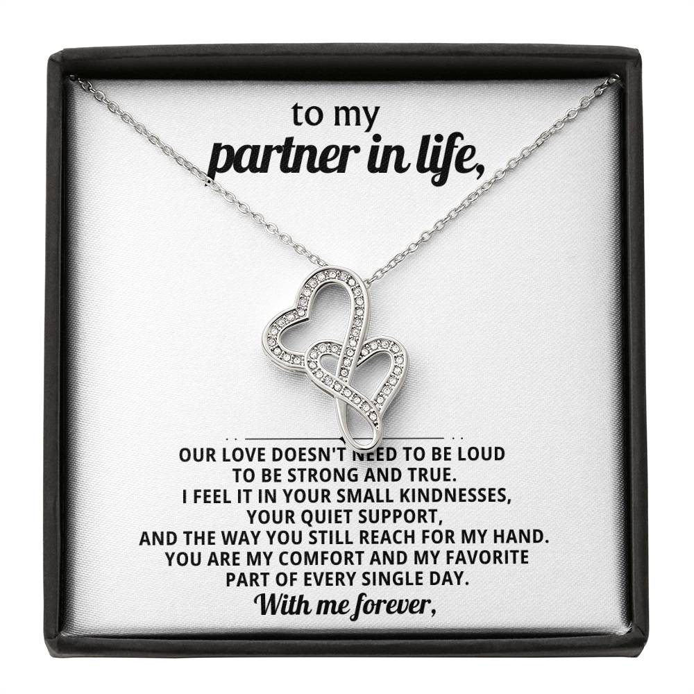 To My Partner In Life Heart To Heart Necklace Gift