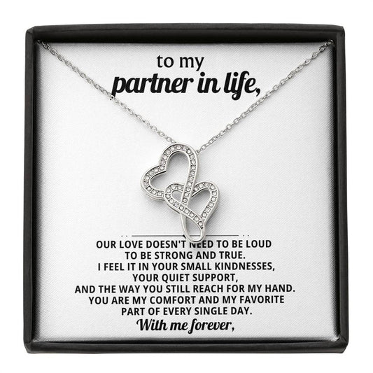 To My Partner In Life Heart To Heart Necklace Gift