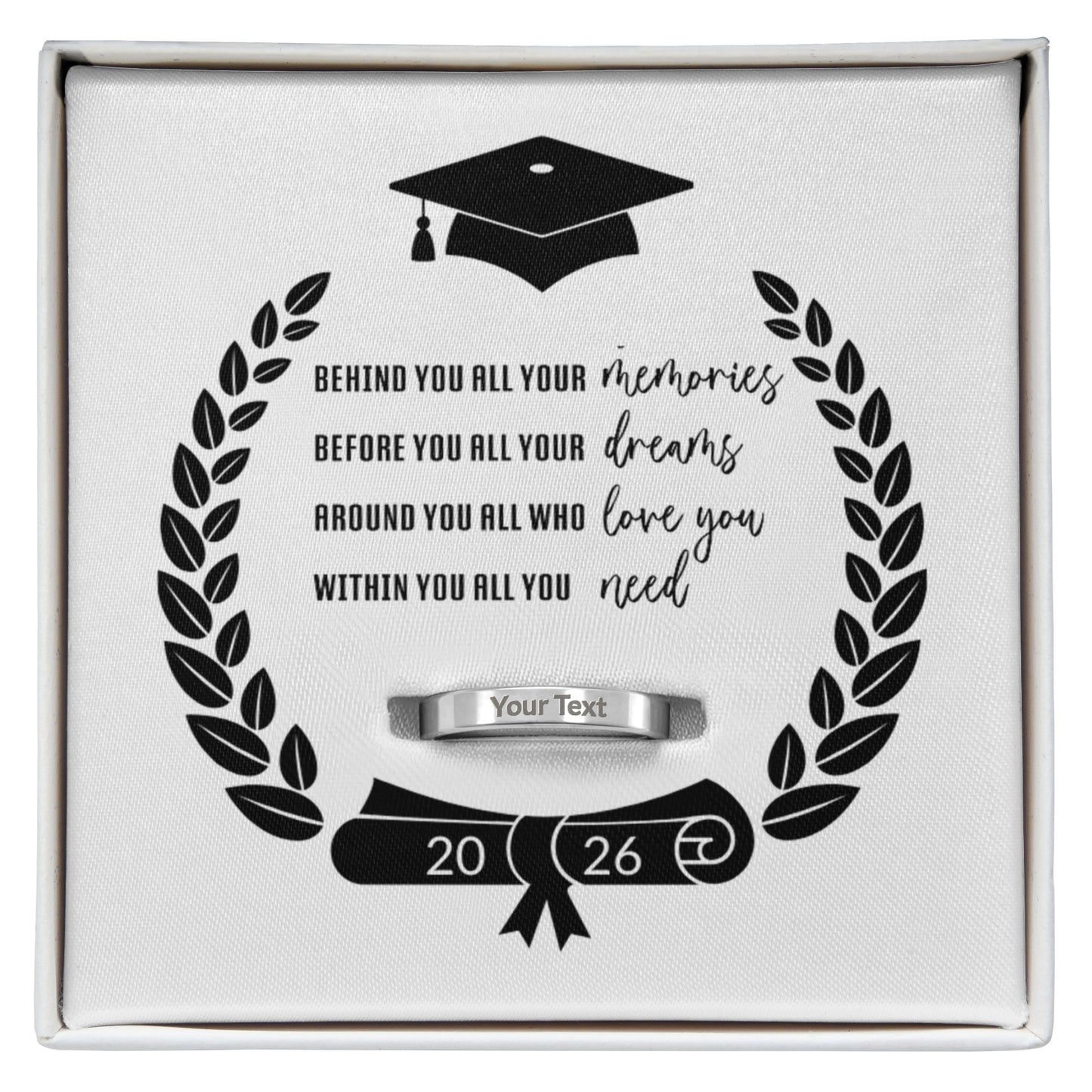 Class of 2026 Engraved Graduation Women's Ring Gift